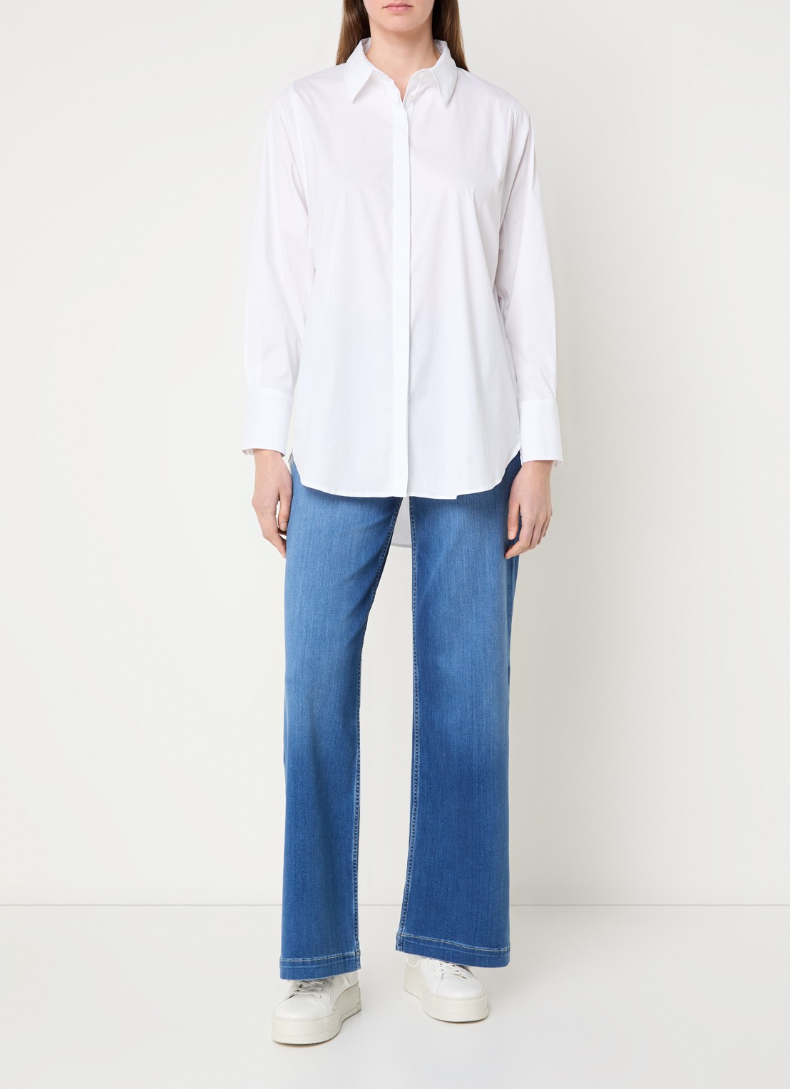 Mos Mosh MMEnola blouse met stretch - voorkant 2 wit