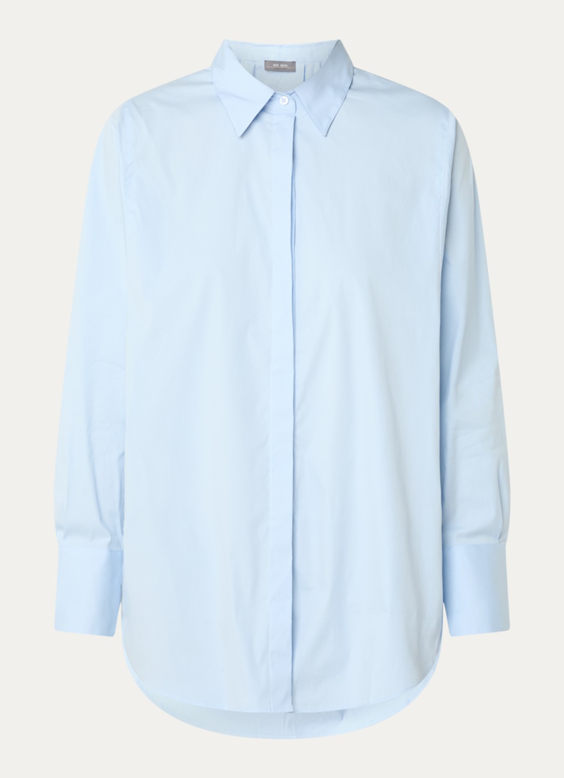 Mos Mosh MMEnola blouse met stretch - voorkant lichtblauw