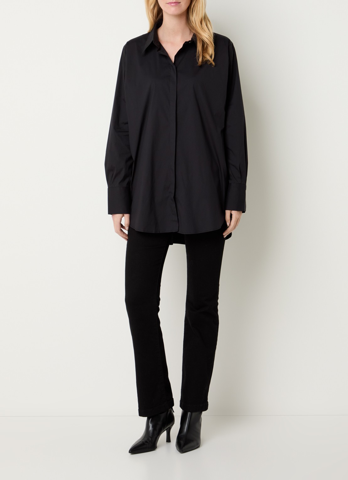 Mos Mosh MMEnola blouse met stretch - voorkant 2 zwart
