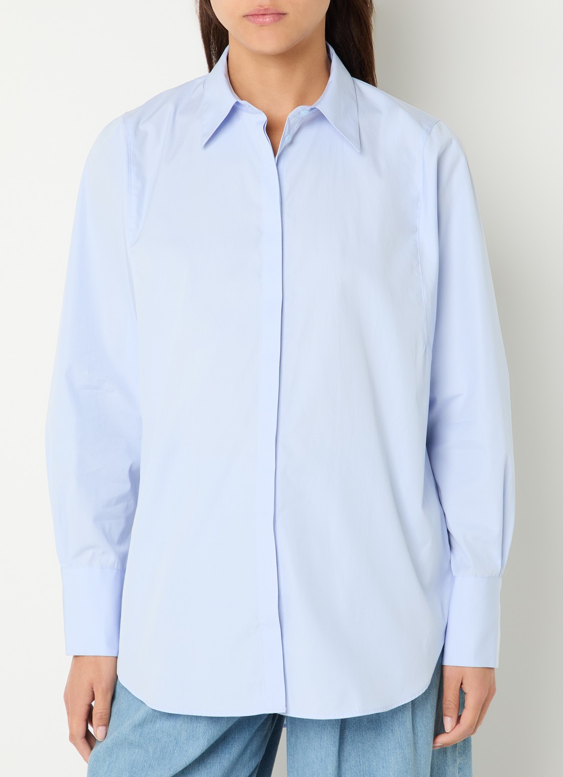 Mos Mosh MMEnola blouse van katoen - detail 2 lichtblauw