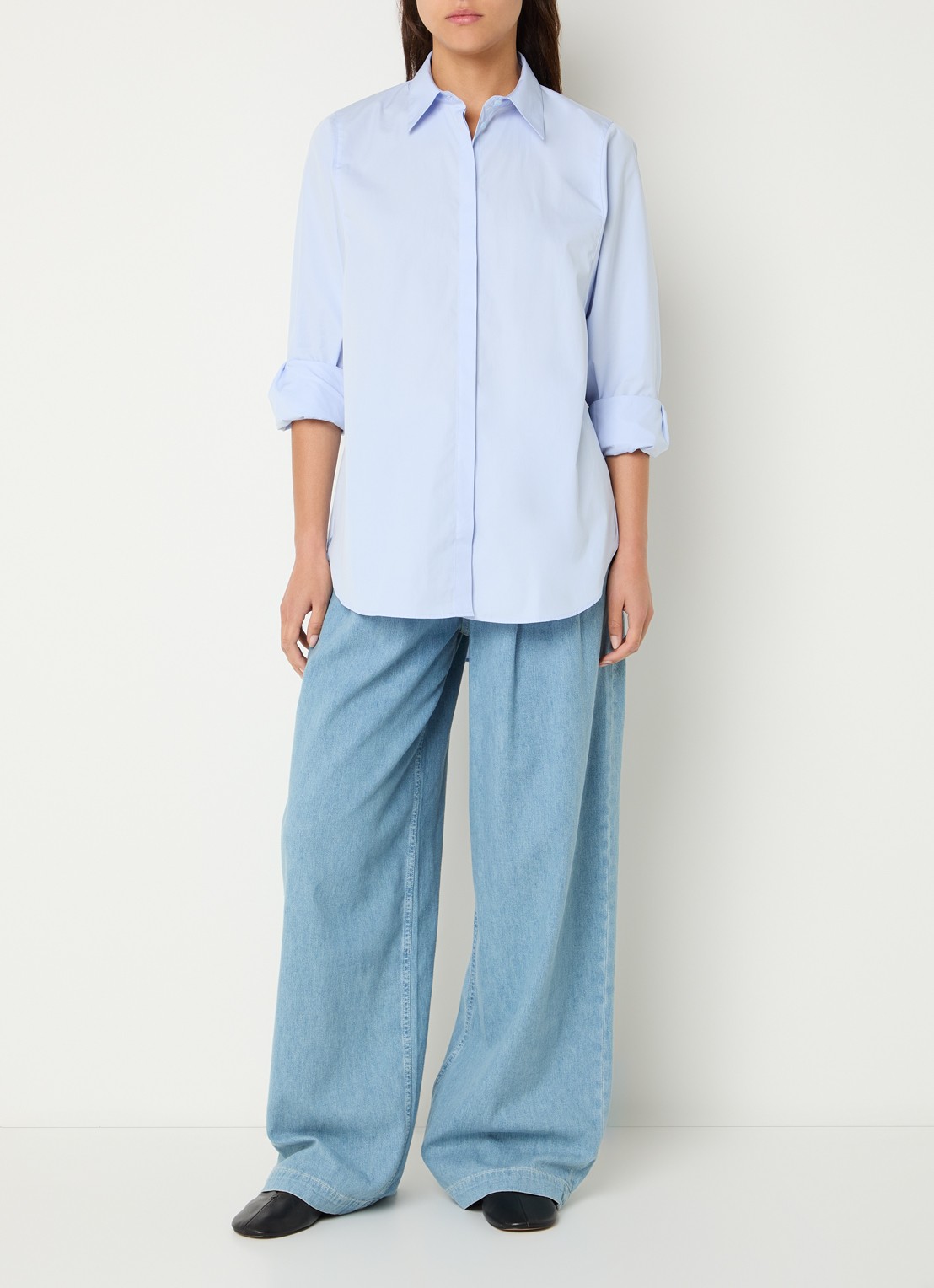 Mos Mosh MMEnola blouse van katoen - voorkant 4 lichtblauw
