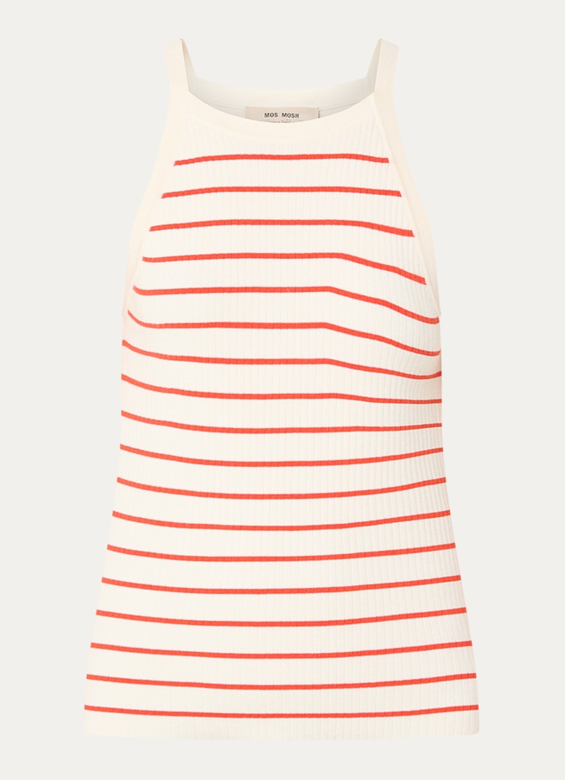 Mos Mosh MMImanja Caliz mouwloze top in zijdeblend met streepprint - voorkant rood