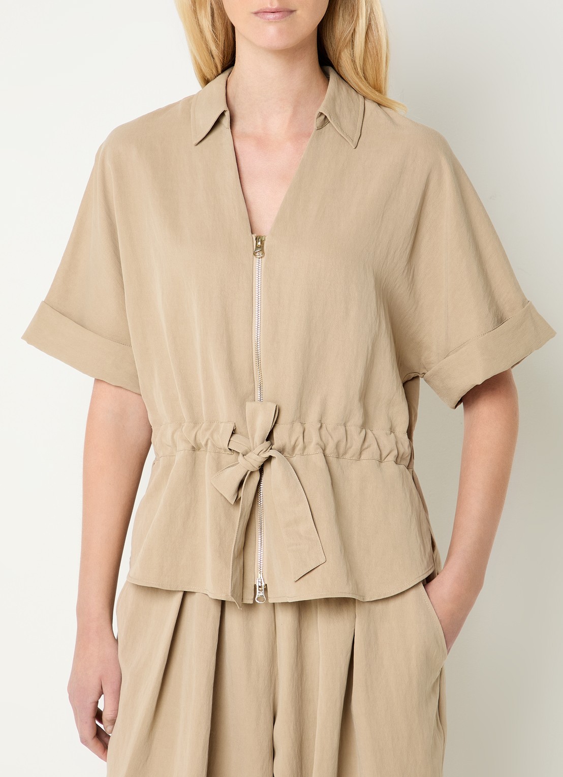 Mos Mosh MMIndie tuniek met strikceintuur - detail 2 zand