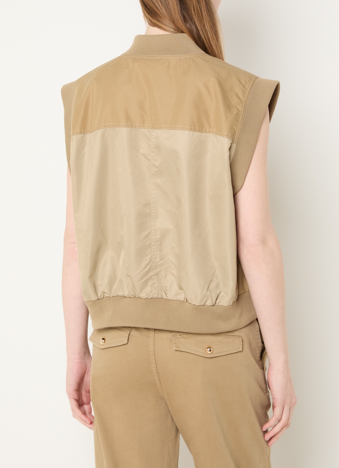 Mos Mosh MMJovo Neola bodywarmer met borst- en steekzakken - achterkant olijfgroen