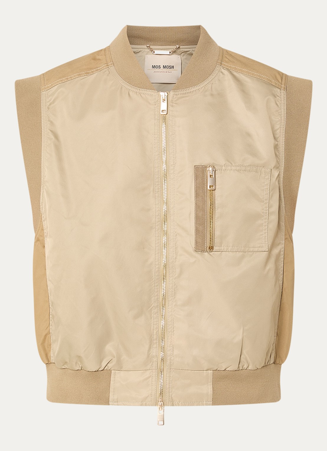 Mos Mosh MMJovo Neola bodywarmer met borst- en steekzakken - voorkant 3 olijfgroen