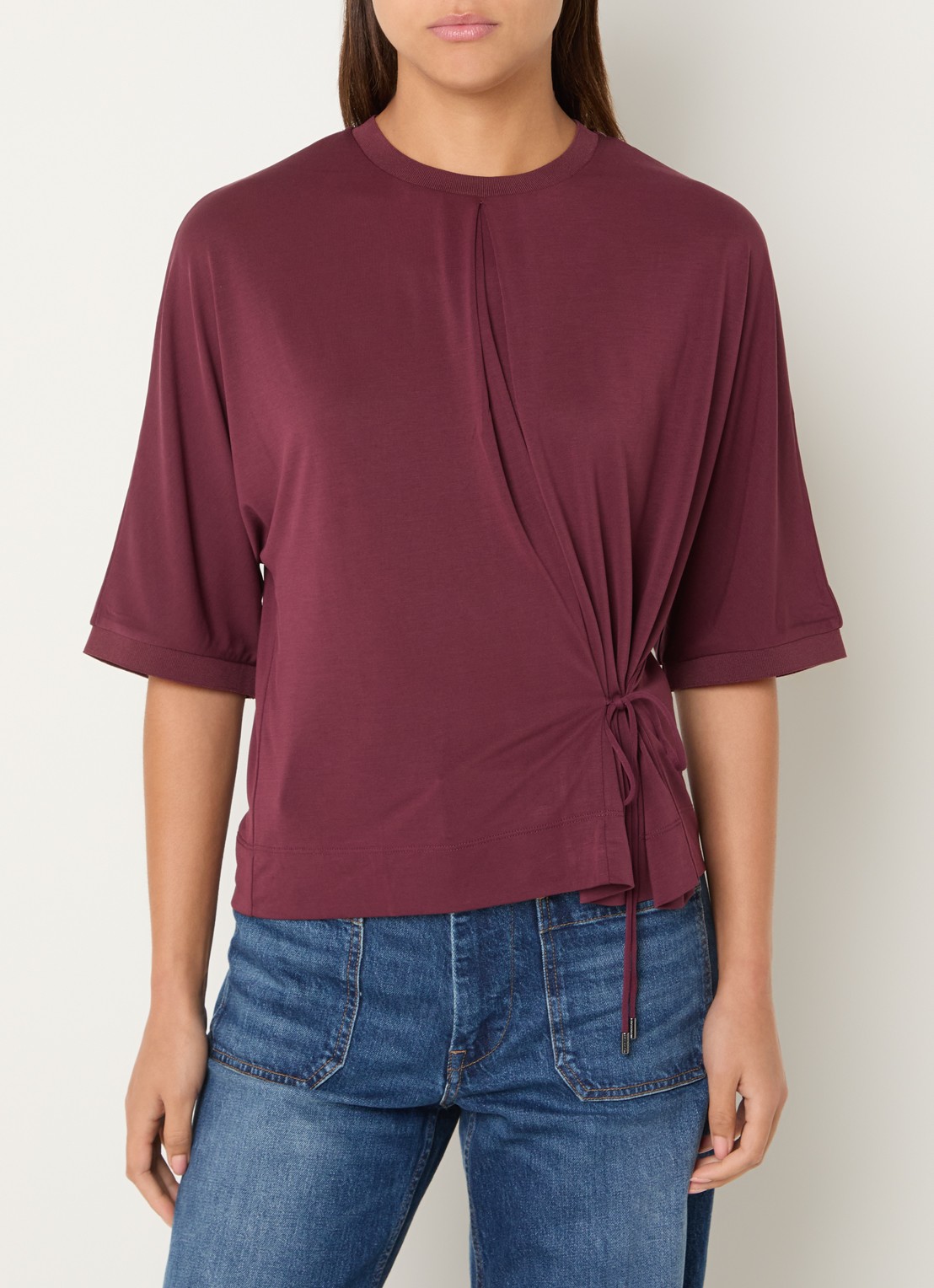 Mos Mosh MMJuana T-shirt met gestrikt detail - detail bordeauxrood