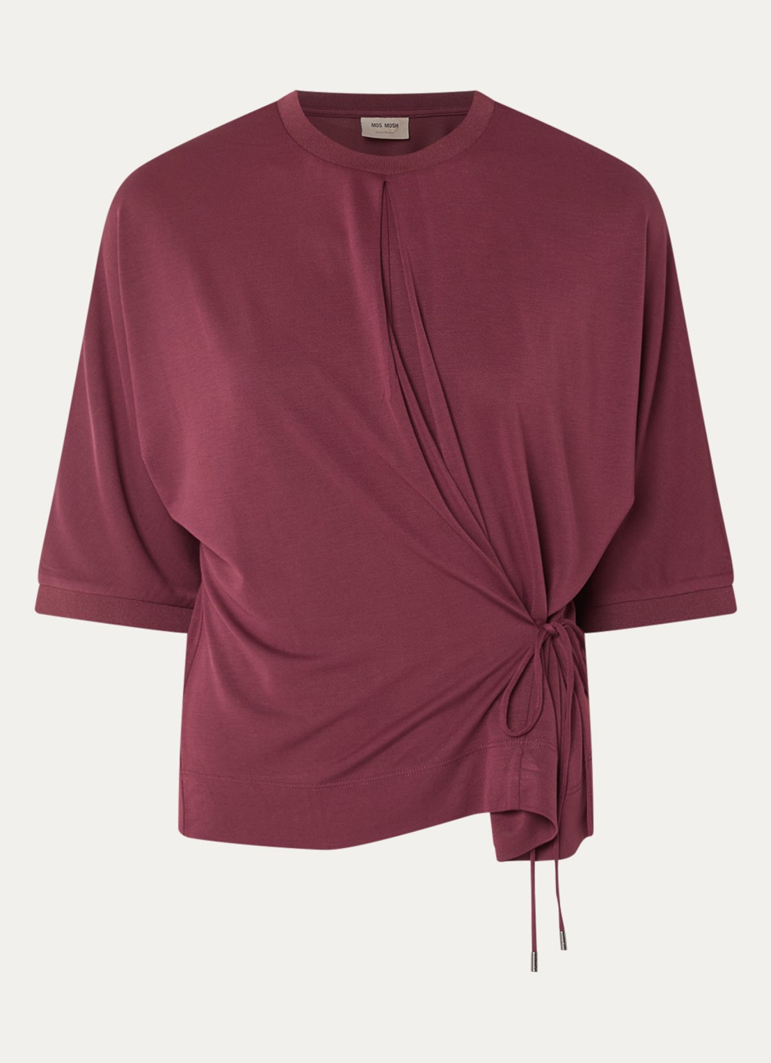 Mos Mosh MMJuana T-shirt met gestrikt detail - voorkant 3 bordeauxrood