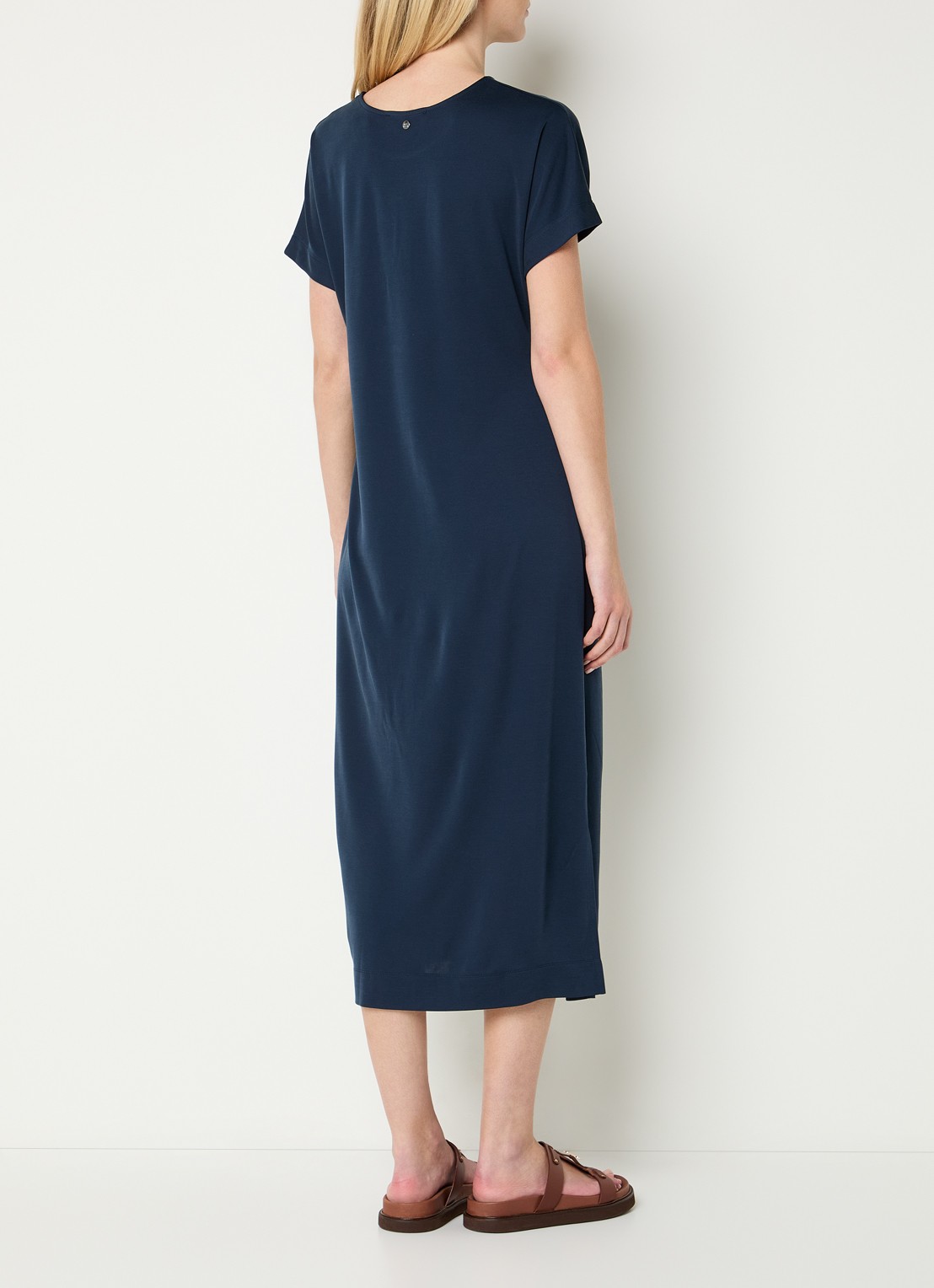 Mos Mosh MMJuliette midi jurk met strikdetail - achterkant donkerblauw