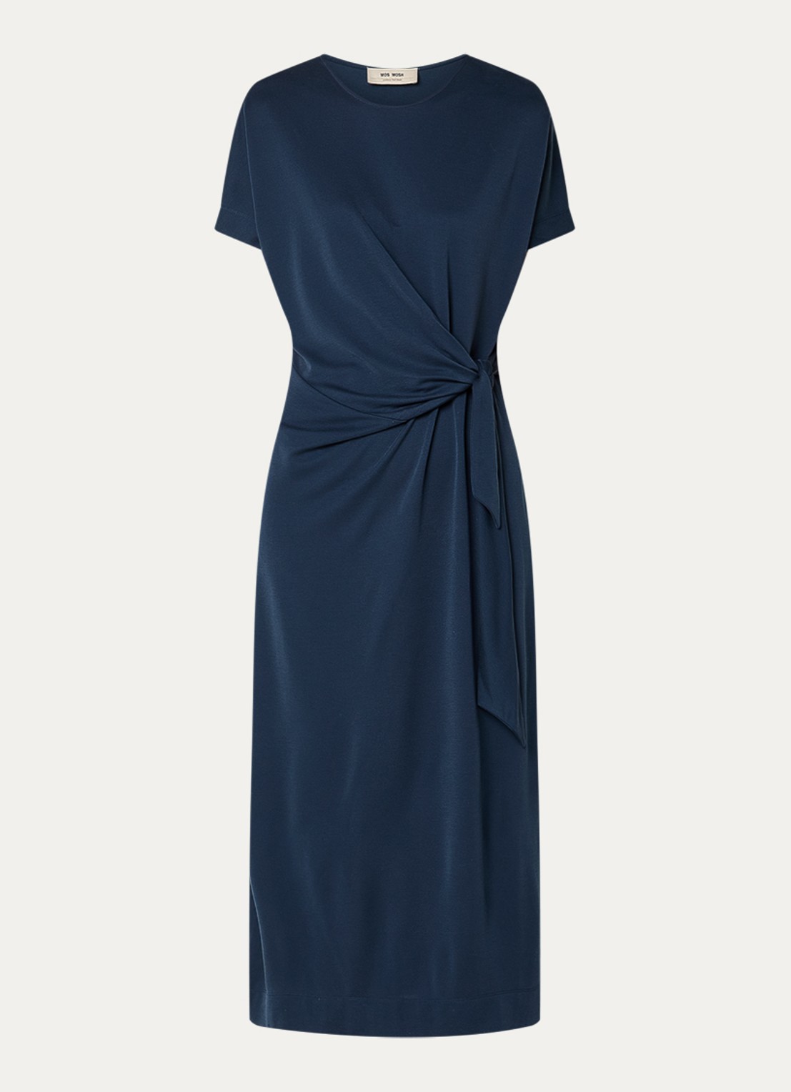 Mos Mosh MMJuliette midi jurk met strikdetail - voorkant 3 donkerblauw