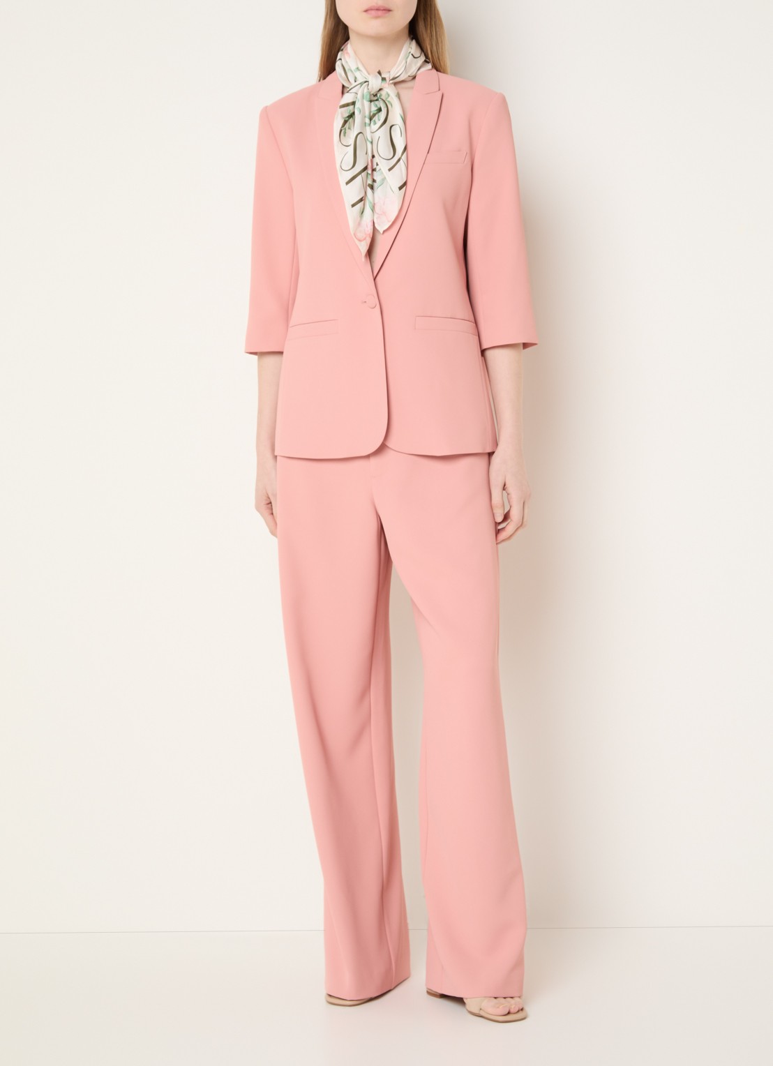Mos Mosh MMJunie Miley blazer met sjaalkraag en paspelzakken - voorkant 2 roze