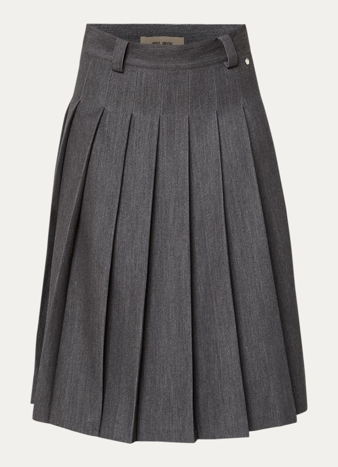 Mos Mosh MMKait midi rok met plooidetail - voorkant 2 donkergrijs