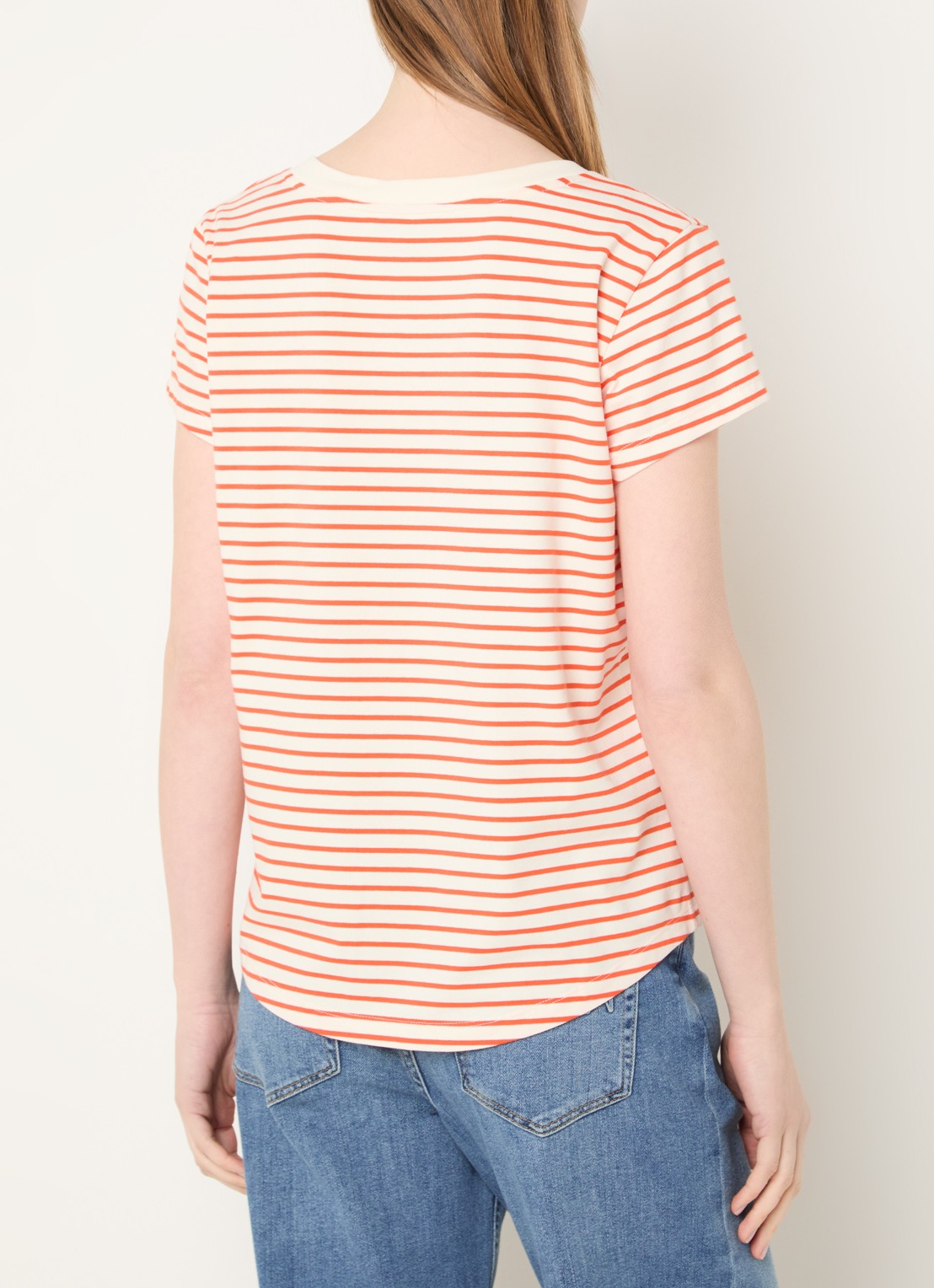 Mos Mosh MMKala T-shirt met streepprint - achterkant 3 orange