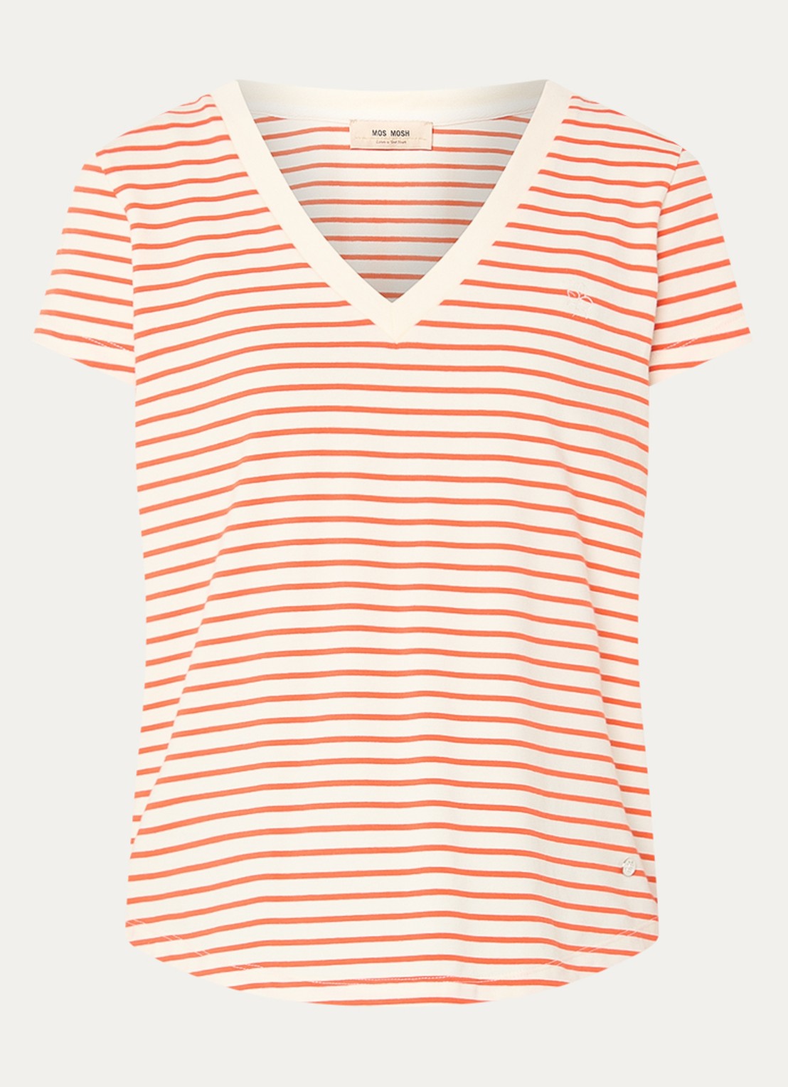 Mos Mosh MMKala T-shirt met streepprint - voorkant orange
