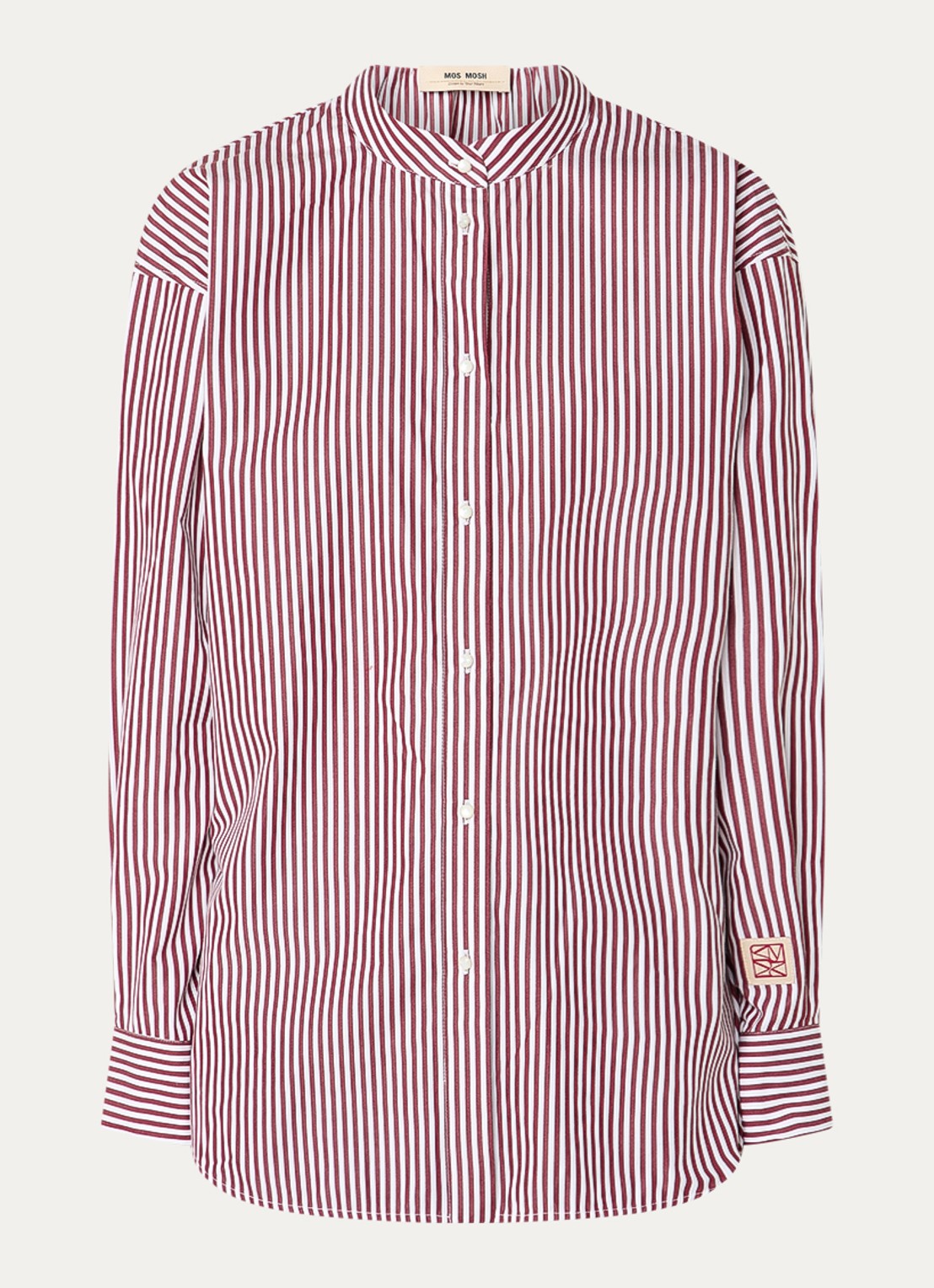 Mos Mosh MMKaris blouse met streepprint - voorkant 3 donkerrood