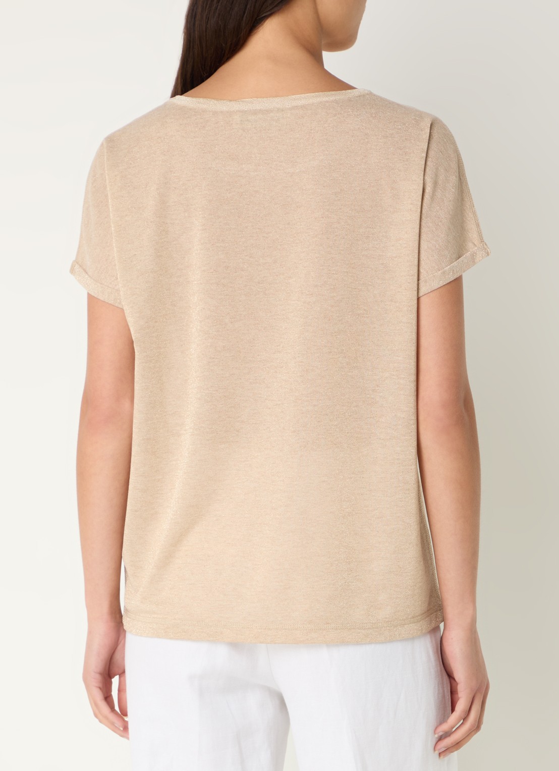 Mos Mosh MMKay semi-transparant T-shirt met lurex - achterkant beige