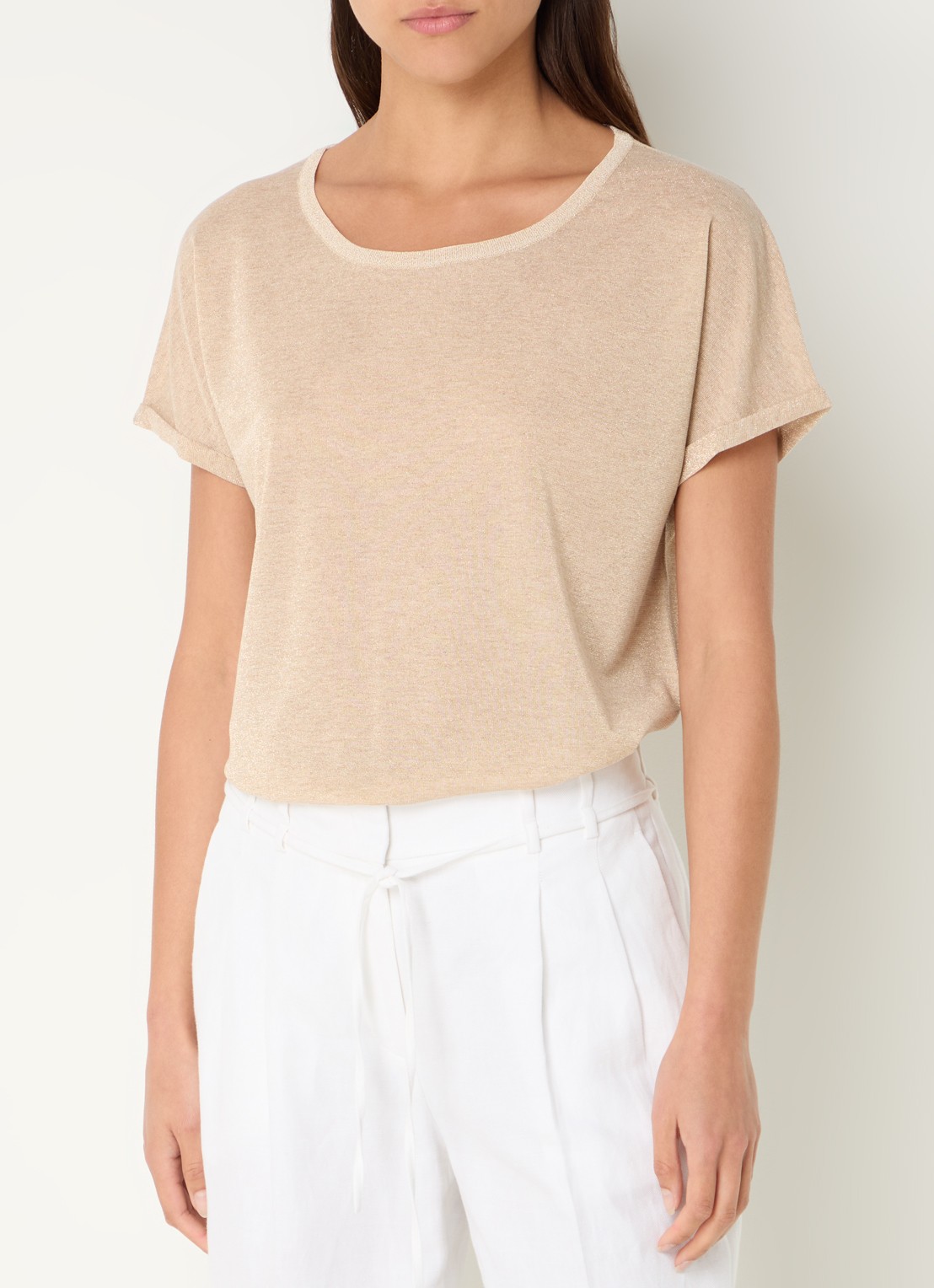 Mos Mosh MMKay semi-transparant T-shirt met lurex - detail 4 beige