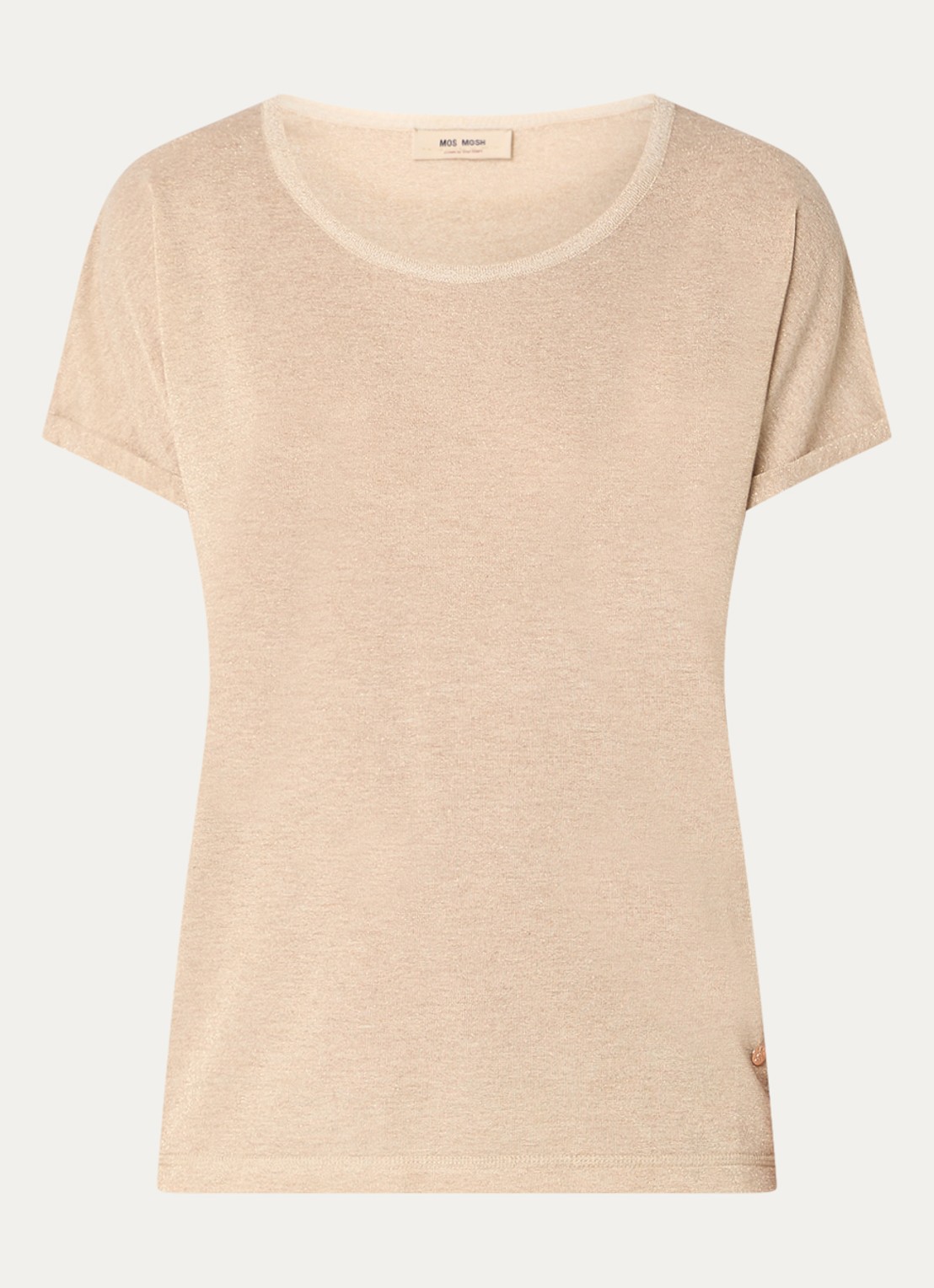 Mos Mosh MMKay semi-transparant T-shirt met lurex - voorkant 2 beige