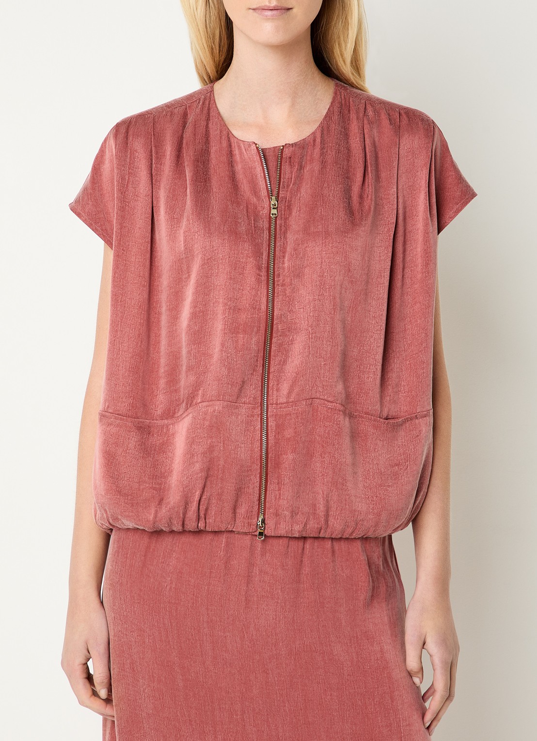 Mos Mosh MMKeli Nadie blouse met opgestikte zakken - detail 3 oudroze