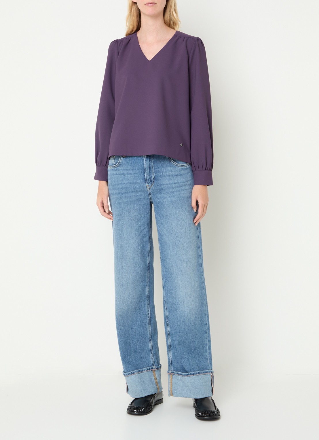 Mos Mosh MMKylie Miley top met pofmouw - voorkant 4 paars