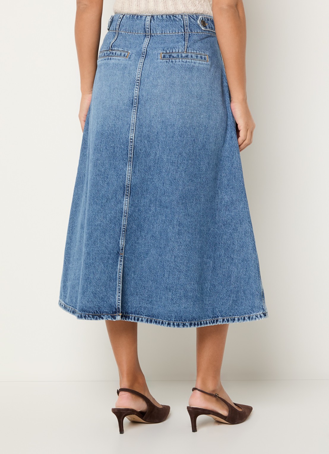 Mos Mosh MMLeala midi spijkerrok met steekzakken - achterkant 3 blauw