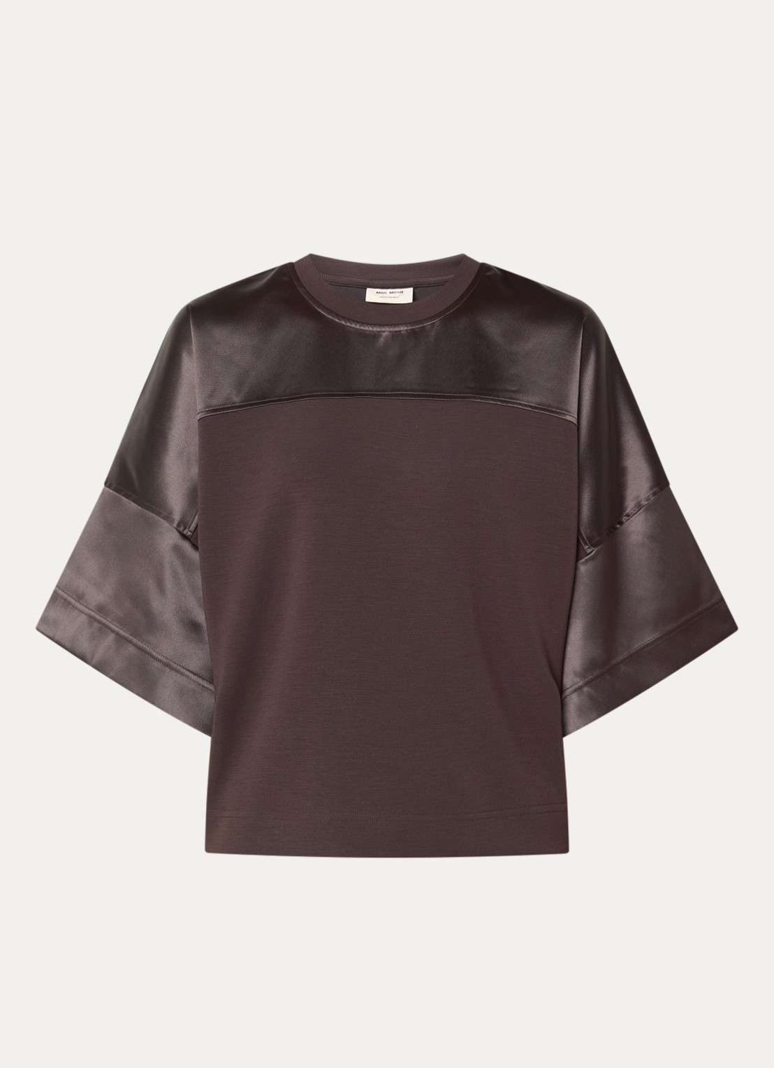 Mos Mosh MMLela sweater van satijn - voorkant bruin