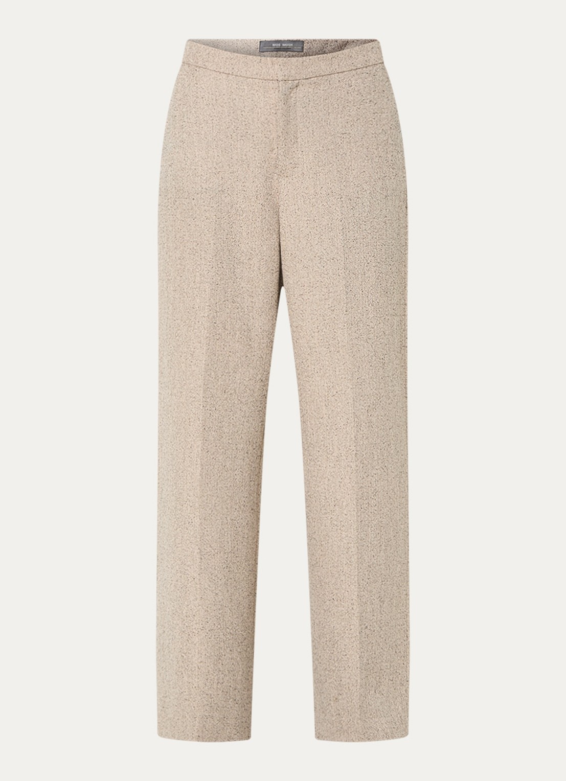 Mos Mosh MMLeya high waist wide fit pantalon met gemêleerd dessin - voorkant 2 beige