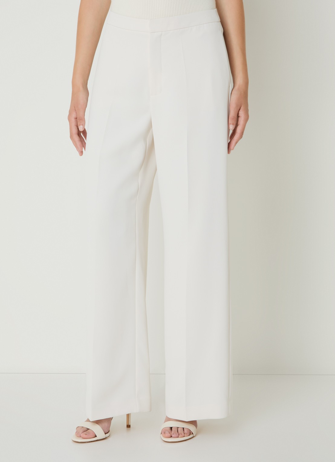 Mos Mosh MMLeya Miley high waist wide fit pantalon met steekzakken - detail 2 wit
