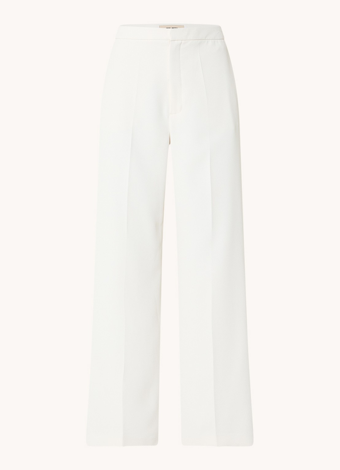 Mos Mosh MMLeya Miley high waist wide fit pantalon met steekzakken - voorkant 3 wit