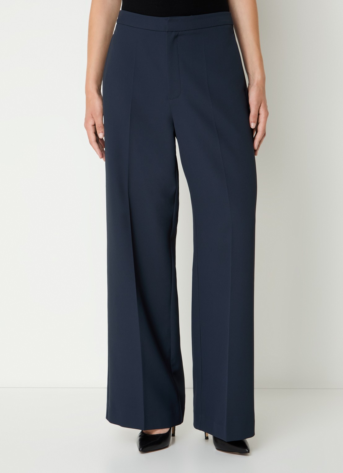 Mos Mosh MMLeya Miley high waist wide fit pantalon met steekzakken - detail 4 donkerblauw
