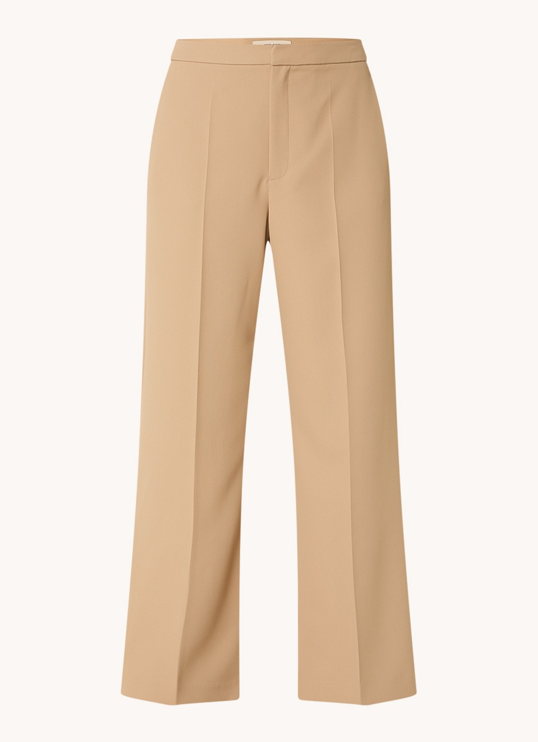 Mos Mosh MMLeya Miley high waist wide fit pantalon met steekzakken - voorkant 3 camel