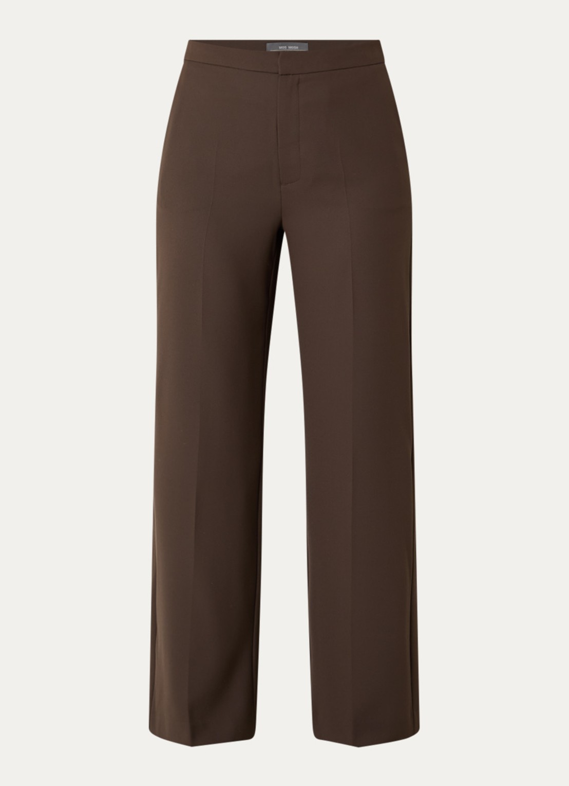 Mos Mosh MMLeya Miley high waist wide fit pantalon met steekzakken - voorkant donkerbruin