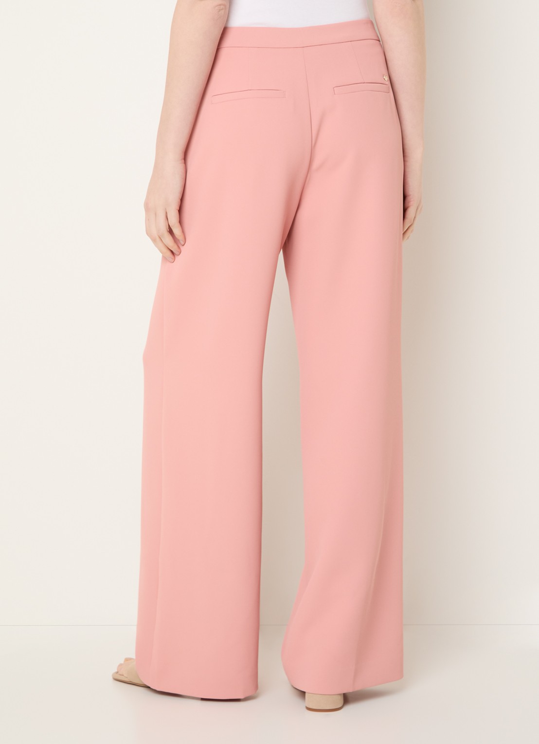 Mos Mosh MMLeya Miley high waist wide fit pantalon met steekzakken - achterkant 4 roze