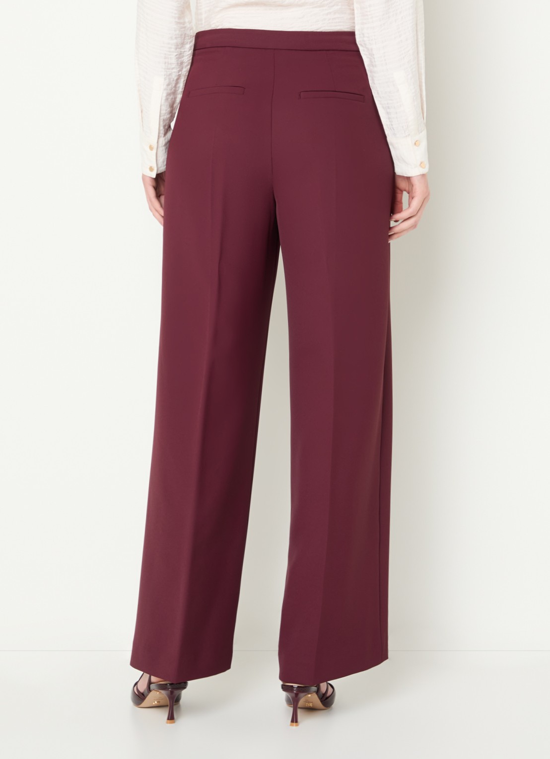 Mos Mosh MMLeya Miley high waist wide fit pantalon met steekzakken - achterkant royalblauw