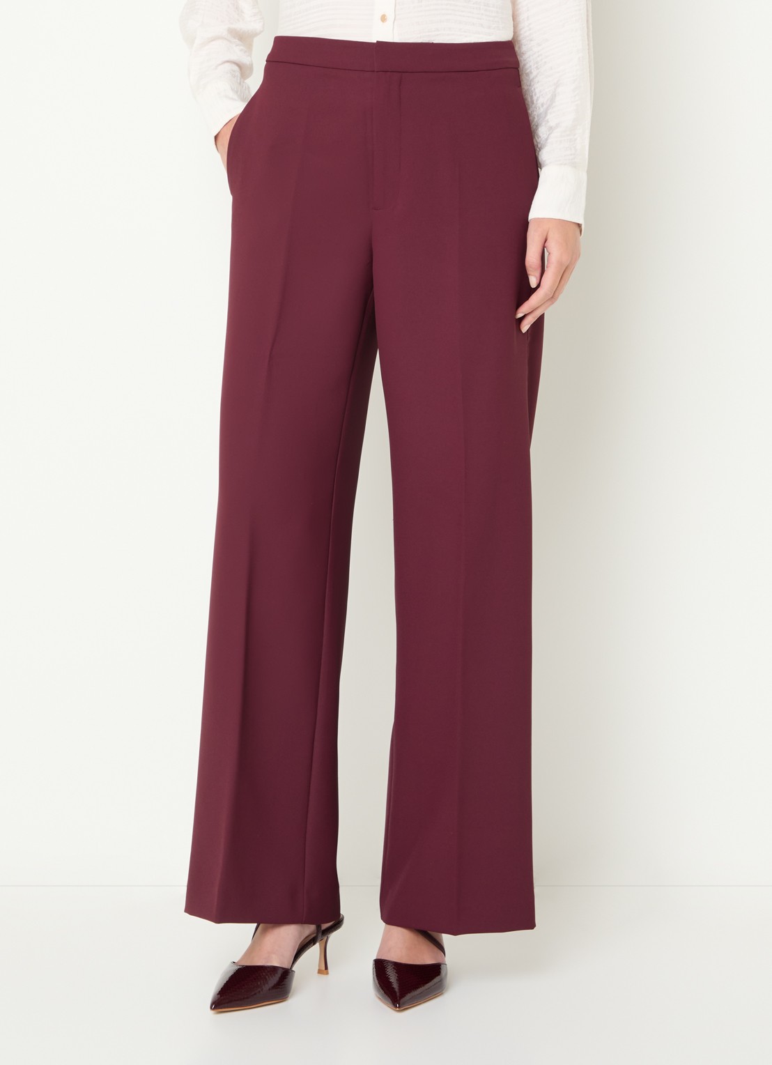 Mos Mosh MMLeya Miley high waist wide fit pantalon met steekzakken - detail 2 royalblauw
