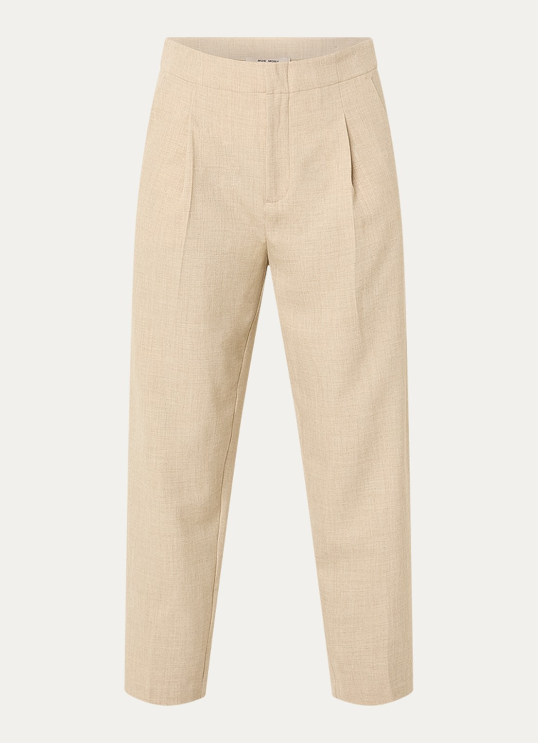 Mos Mosh MMLeysa high waist tapered fit cropped pantalon met steekzakken - voorkant beige