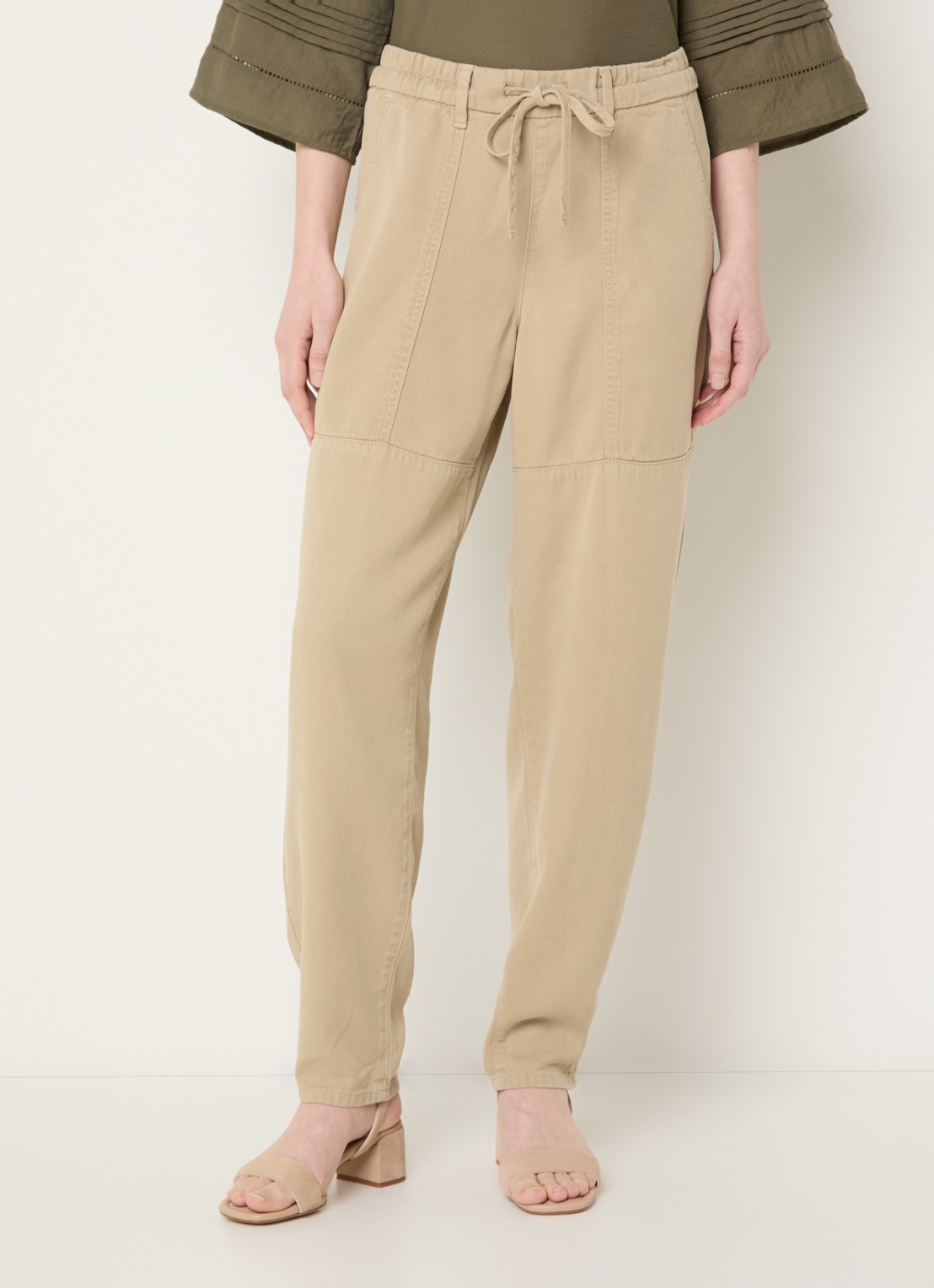 Mos Mosh MMMaison high waist tapered fit broek met steekzakken - detail 4 beige