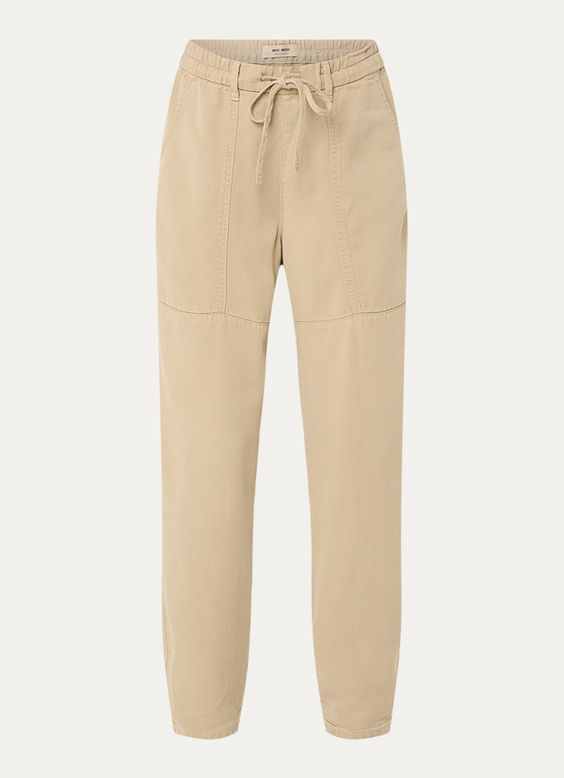 Mos Mosh MMMaison high waist tapered fit broek met steekzakken - voorkant 2 beige