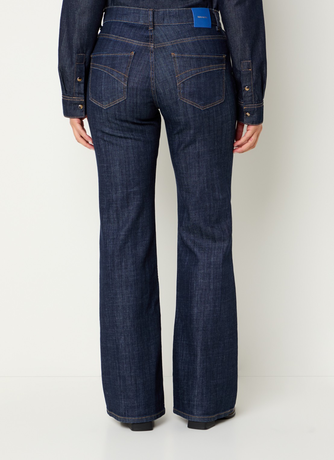 Mos Mosh MMMarlena high waist straight leg jeans met donkere wassing - achterkant indigo