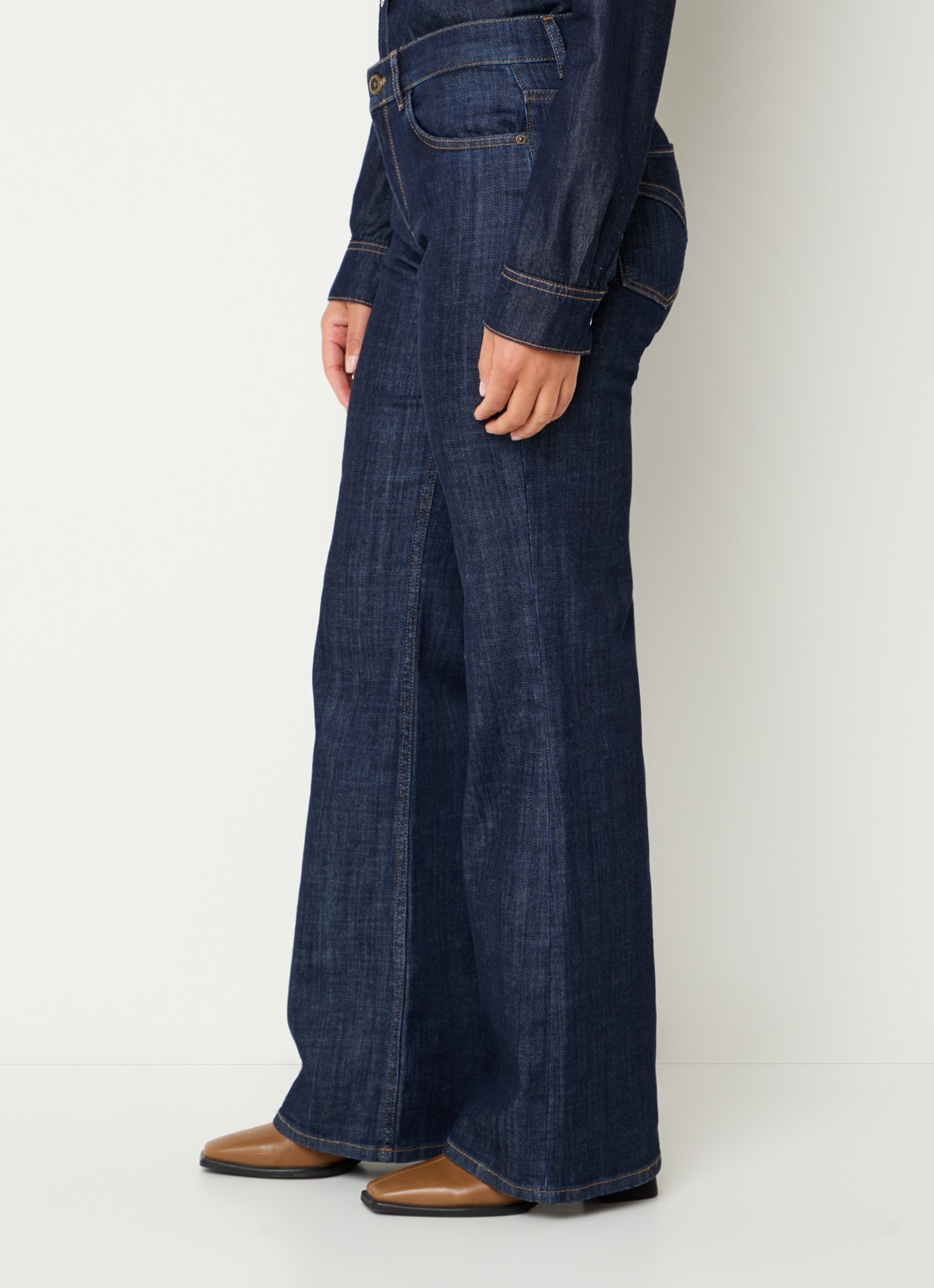 Mos Mosh MMMarlena high waist straight leg jeans met donkere wassing - detail 5 indigo