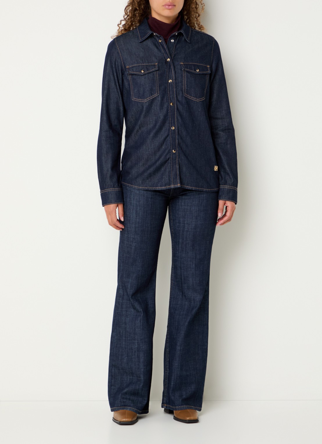 Mos Mosh MMMarlena high waist straight leg jeans met donkere wassing - voorkant 3 indigo