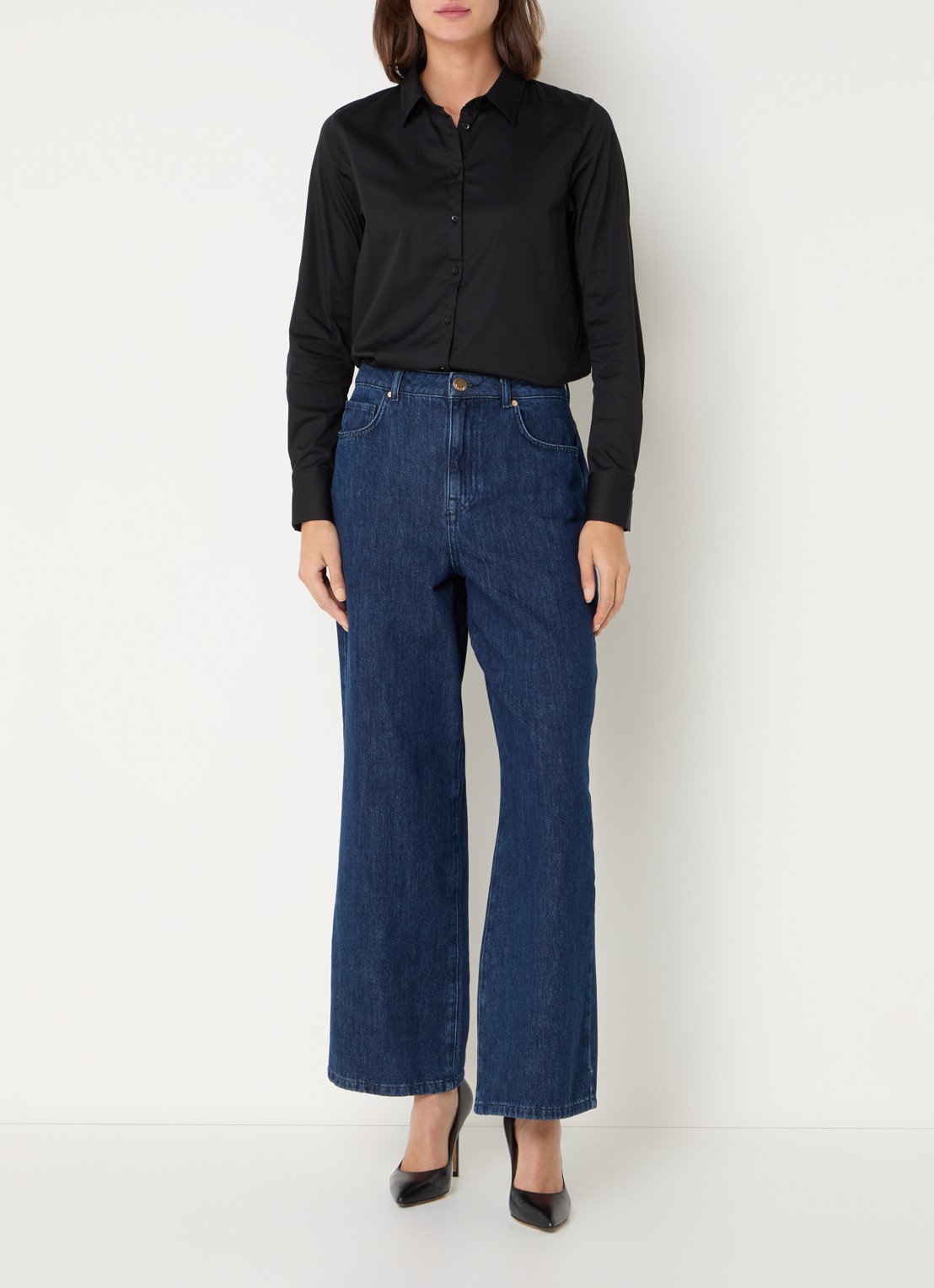 Mos Mosh MMMartina blouse met stretch - voorkant 3 zwart