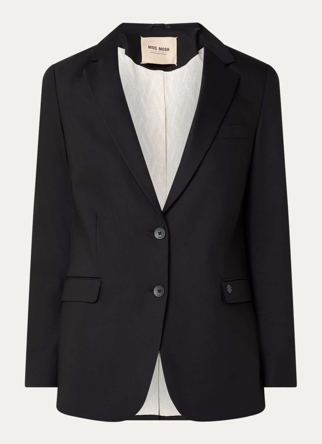 Mos Mosh MMMary Night blazer met klepzakken - voorkant 3 zwart