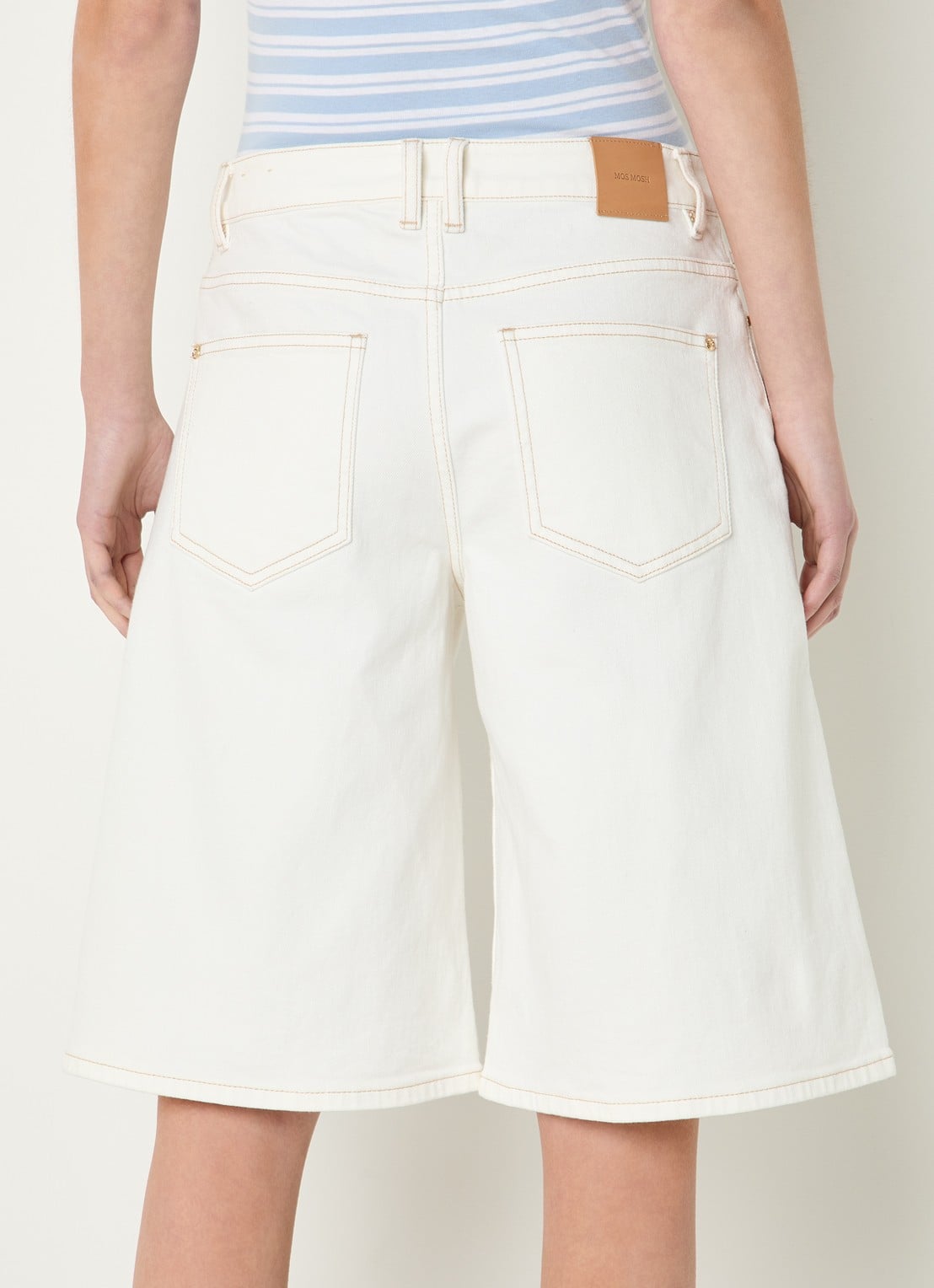 Mos Mosh MMMathilde Urban high waist wide fit korte broek van denim - achterkant 3 wit