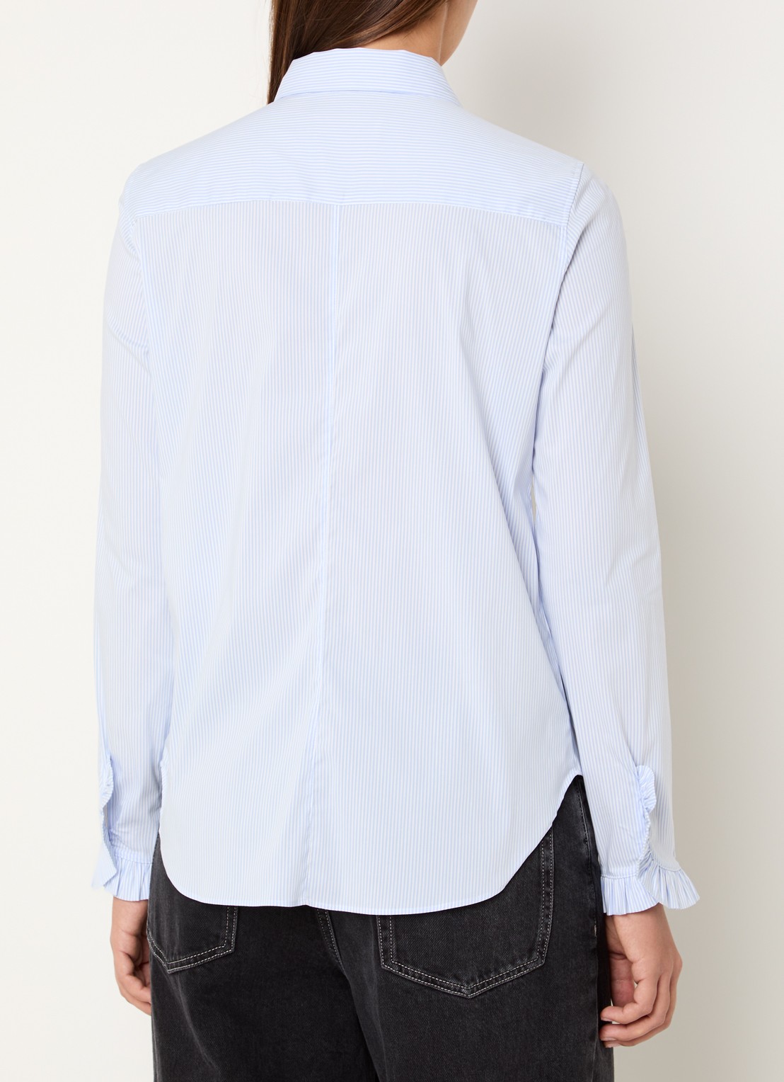 Mos Mosh MMMattie blouse met streepprint - achterkant 3 lichtblauw