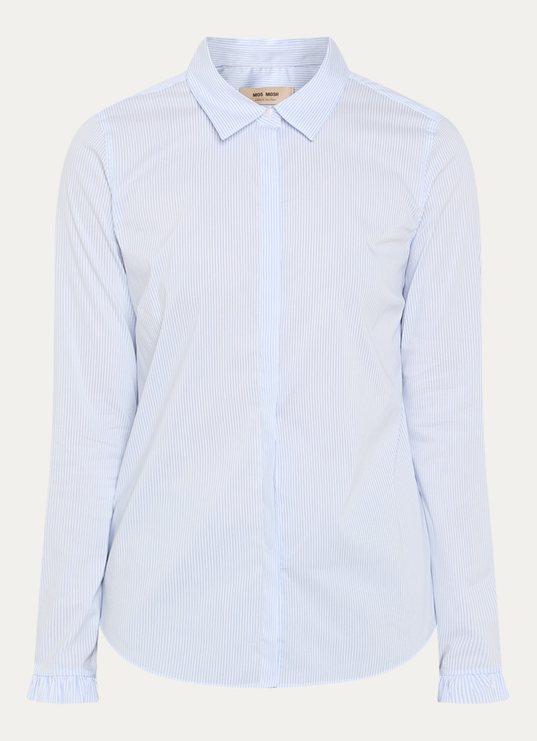 Mos Mosh MMMattie blouse met streepprint - voorkant lichtblauw