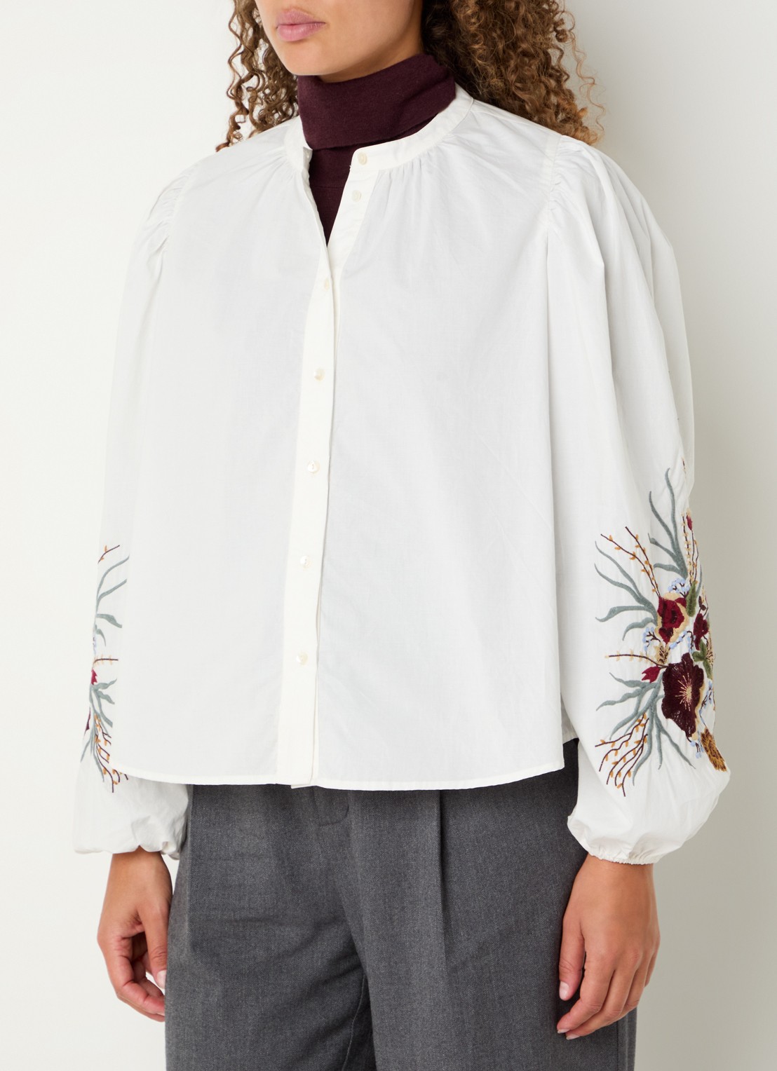 Mos Mosh MMMysa blouse met borduring  - detail gebroken wit