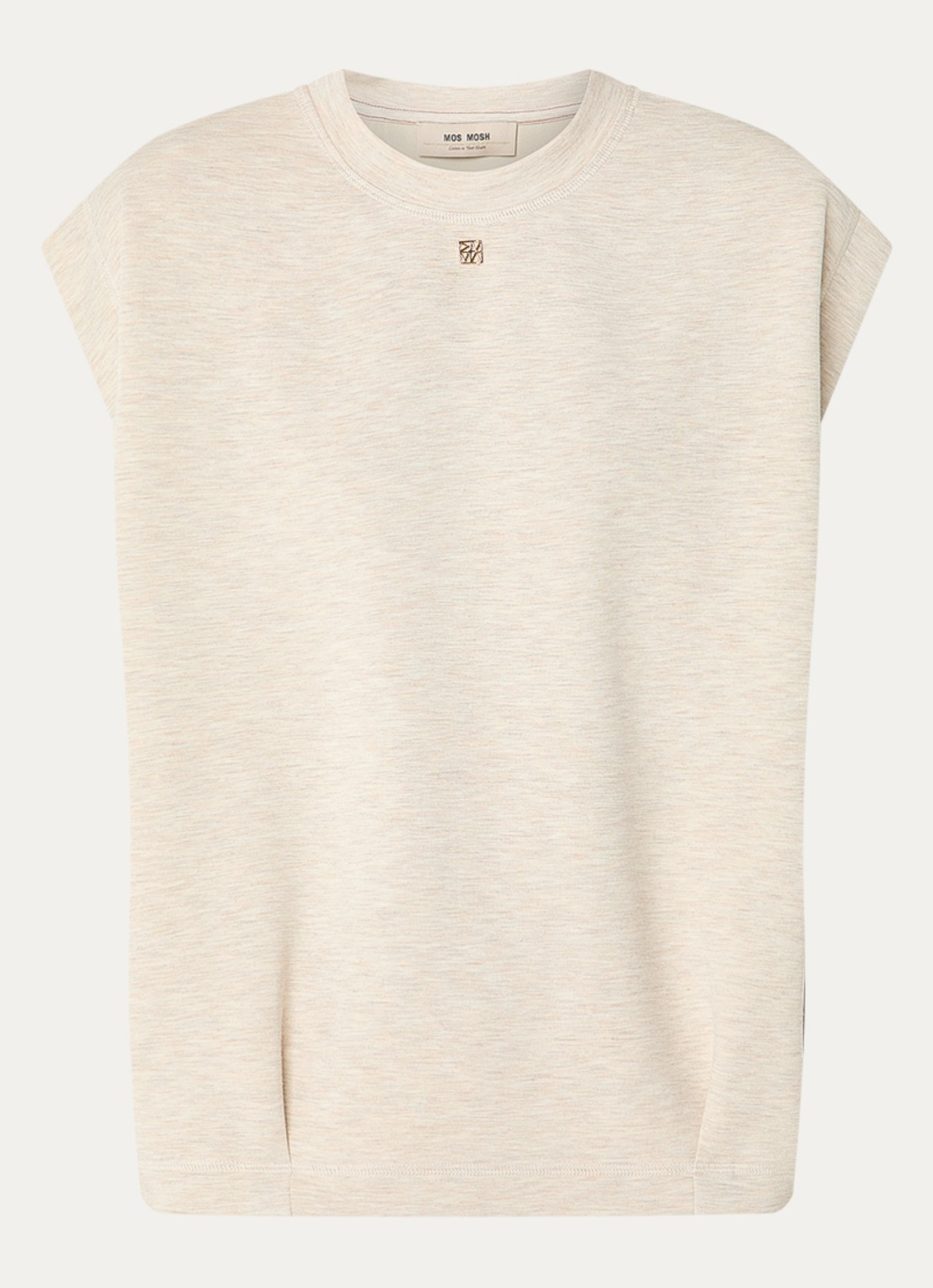 Mos Mosh MMNamara top met logo - voorkant beige