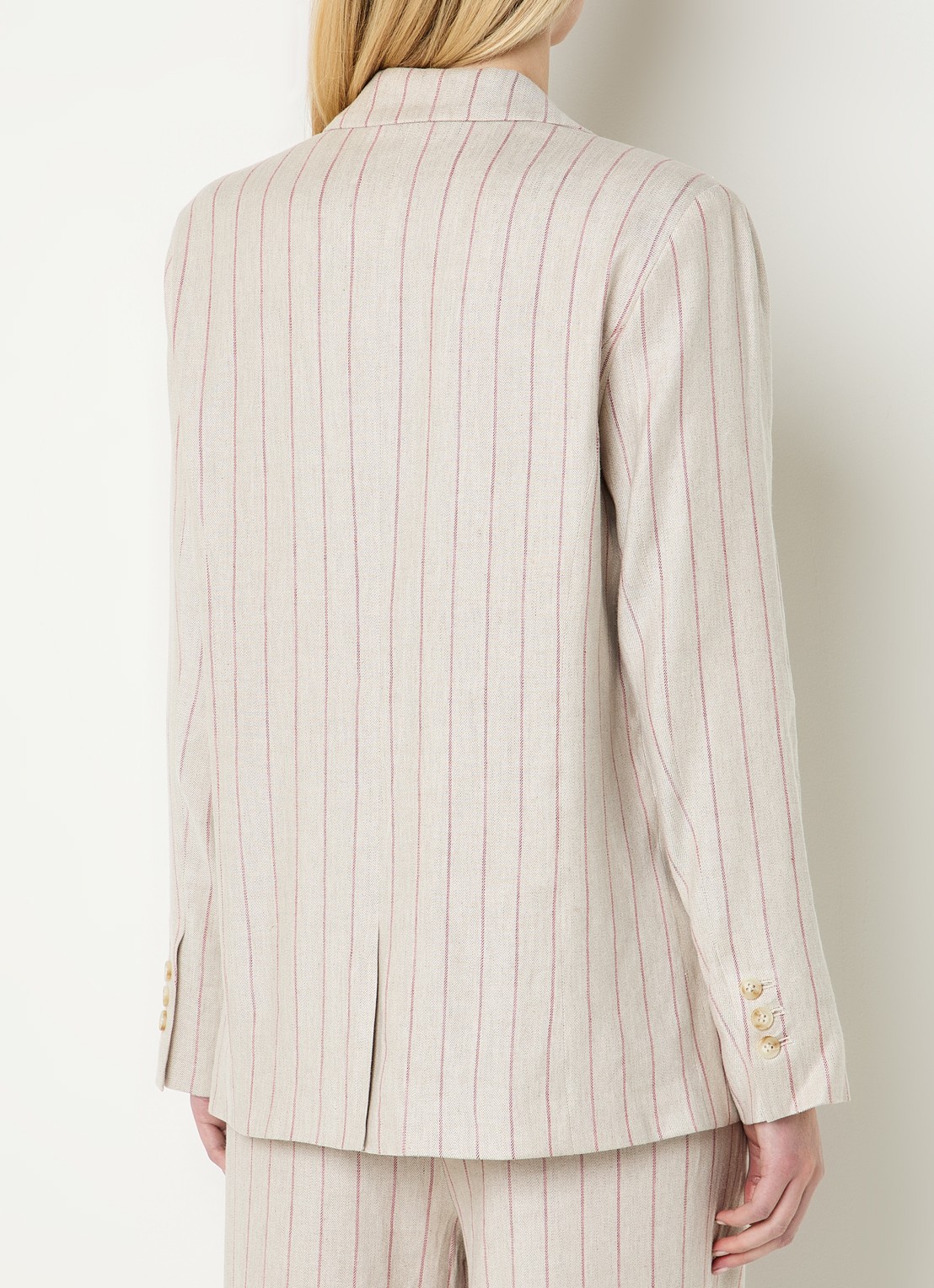 Mos Mosh MMNancy Miriam blazer in linnenblend met streepprint - achterkant 3 steenrood