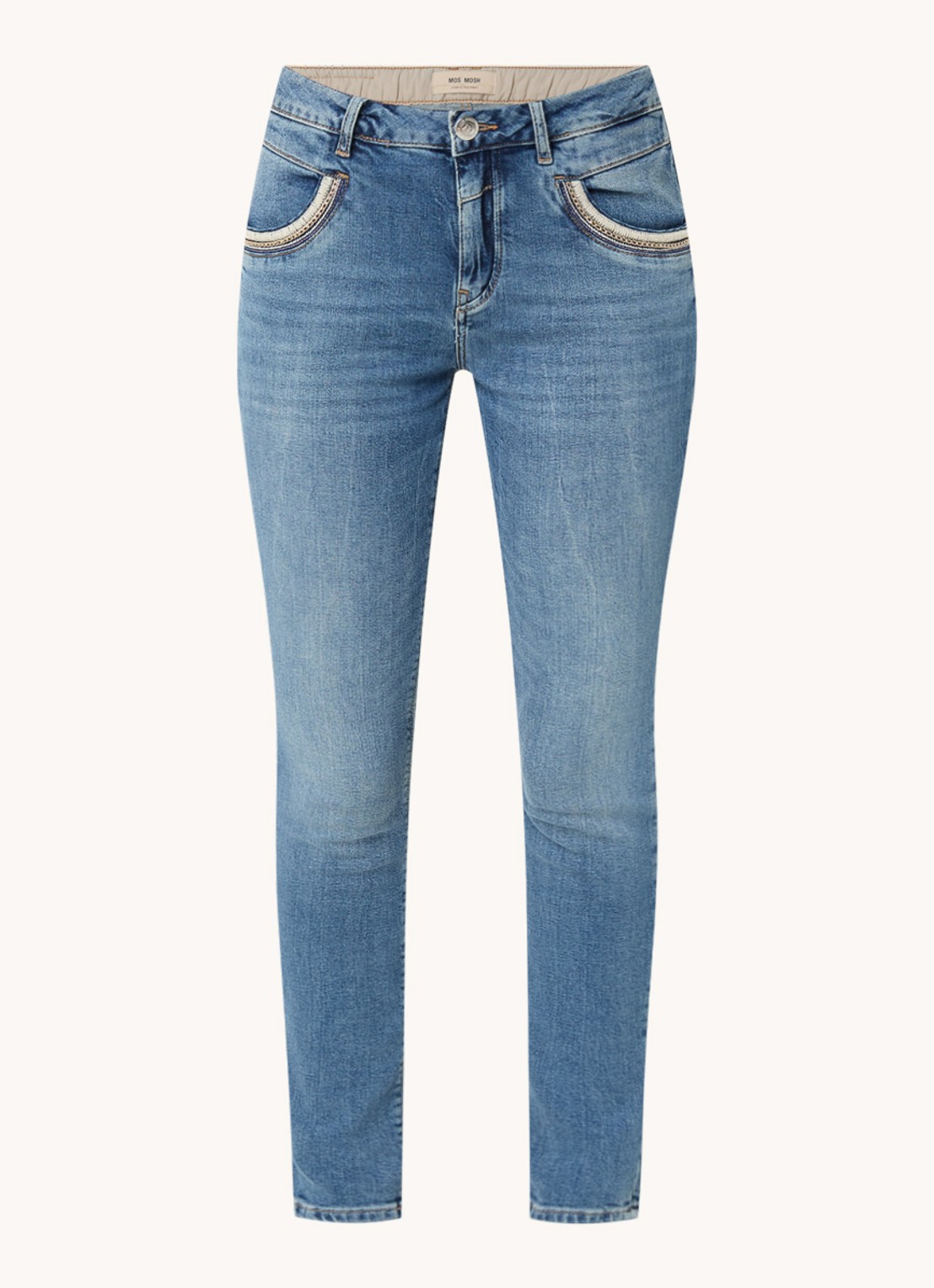 Mos Mosh MMNaomi Mateos mid waist skinny jeans met medium wassing - voorkant 3 indigo