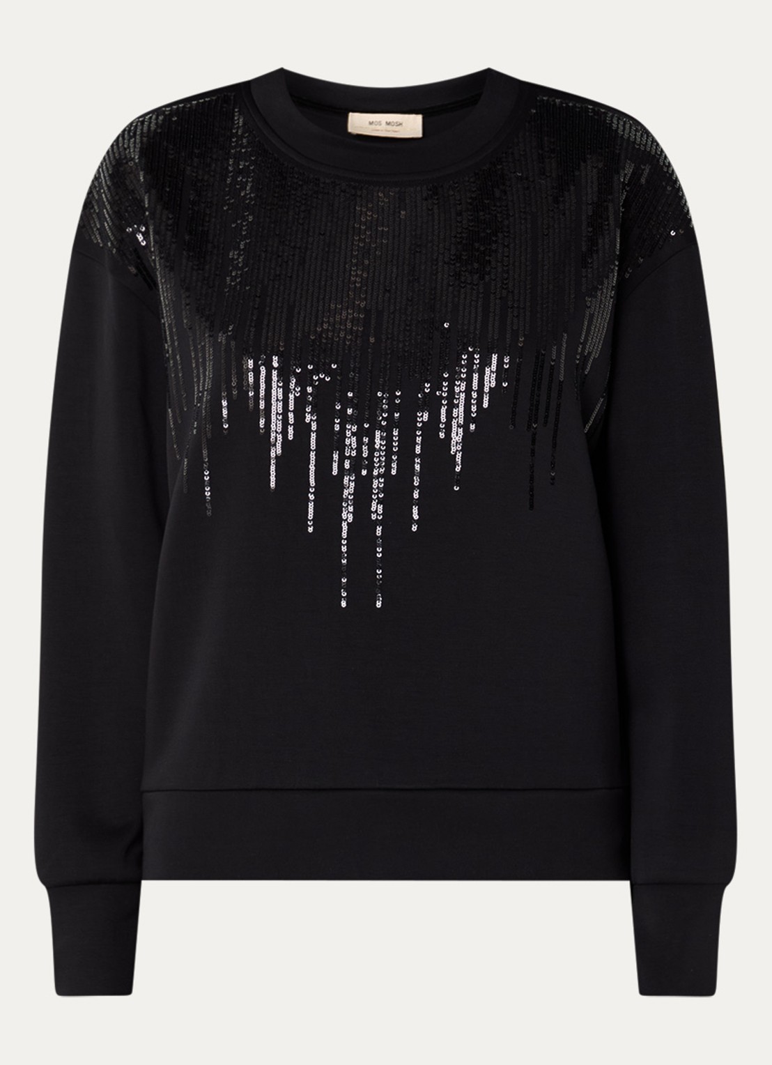 Mos Mosh MMNeve sweater met pailletten - voorkant 2 zwart